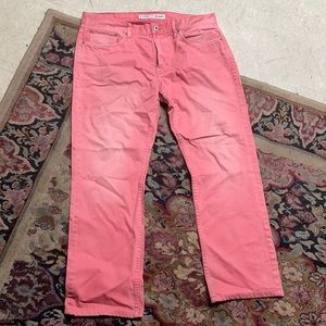 Express Rocco slim fit straight leg coral jeans